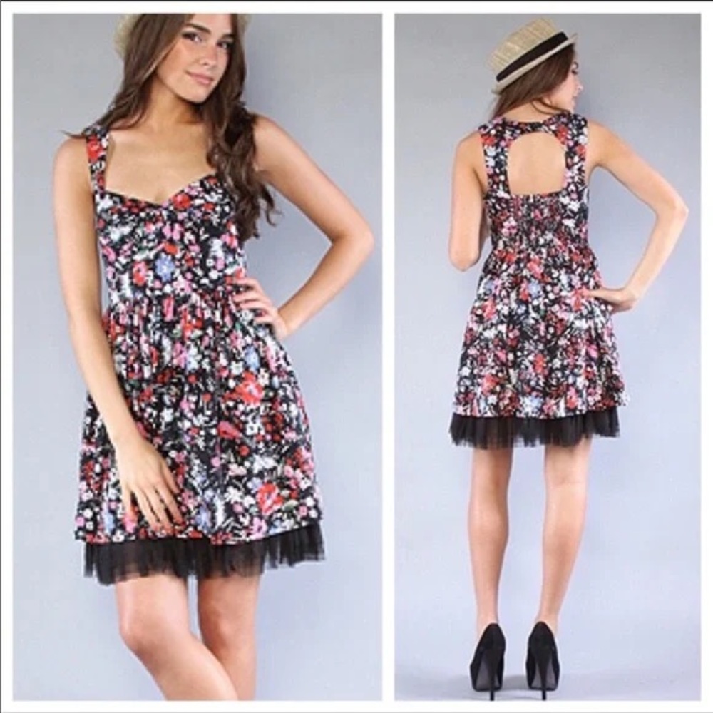 FREE PEOPLE Floral Sun Kissed Tulle Summer Dress